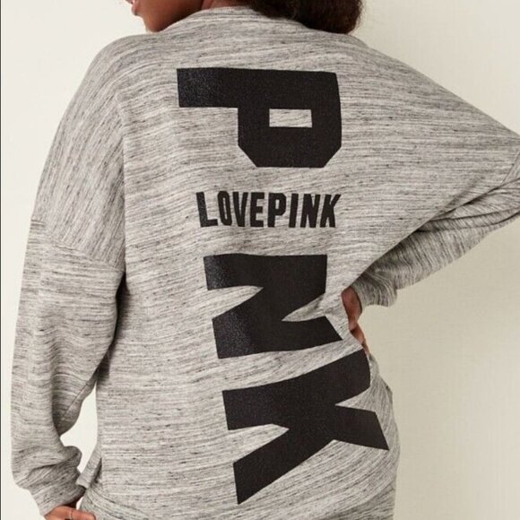 PINK Victoria's Secret Tops - Victoria’s Secret PINK Womens XSmall Glitter Bling Varsity Crew Sweatshirt